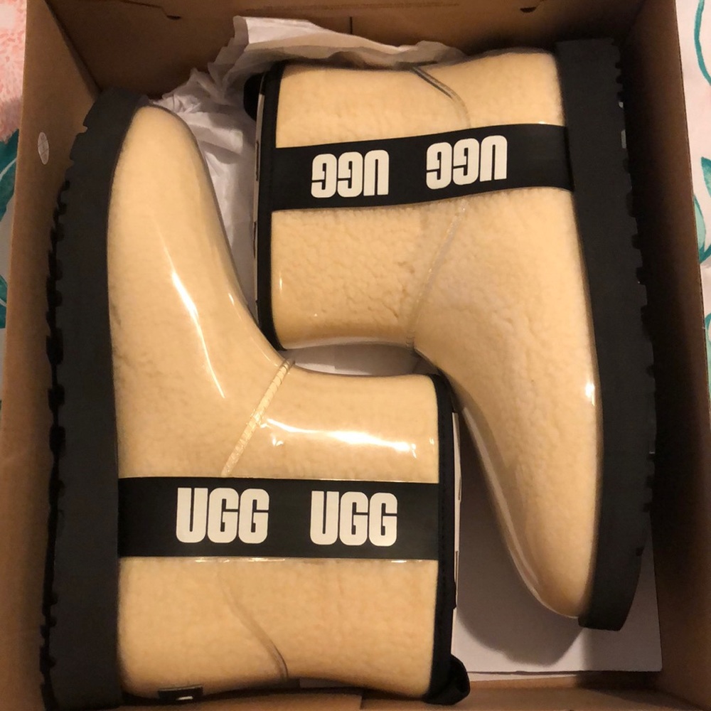 UGG classic mini waterproof in white. Size 10 NEW